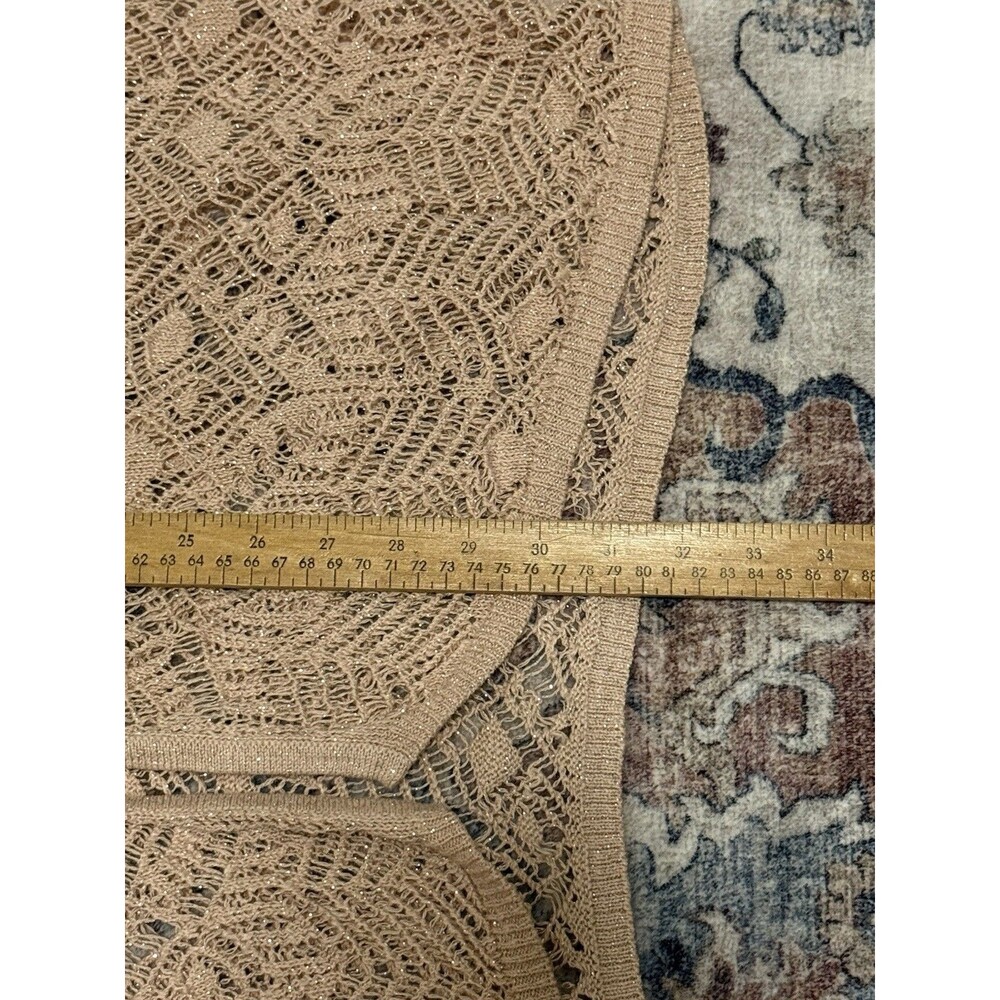 Chico's Travelers Open Knit Sleeveless Cardigan Sweater Peach Pink Sparkle S/M - Picture 6 of 6